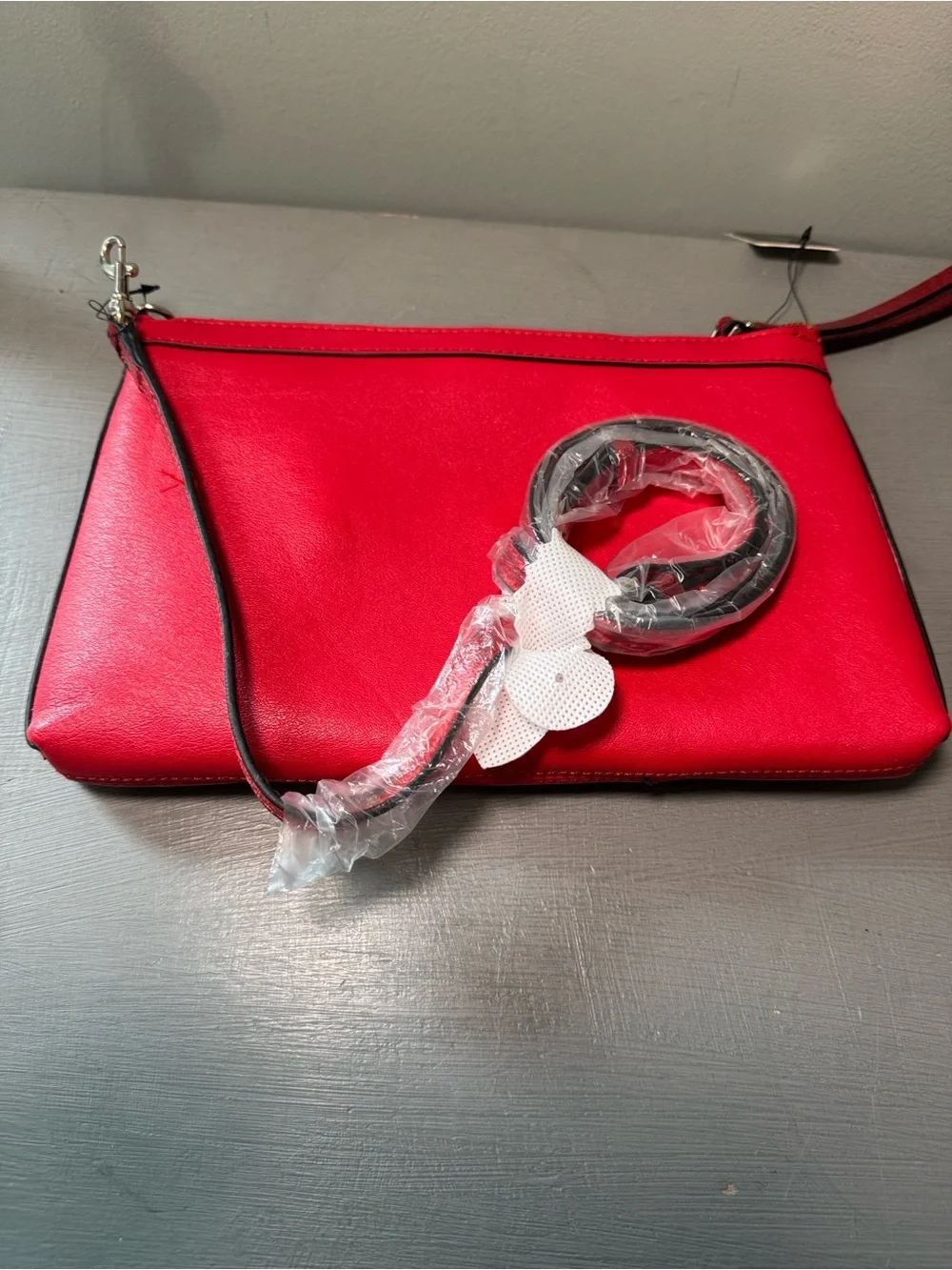 Guess Red Crossbody / Wristlet Bag with Gold Accents with Dust Bag NWT